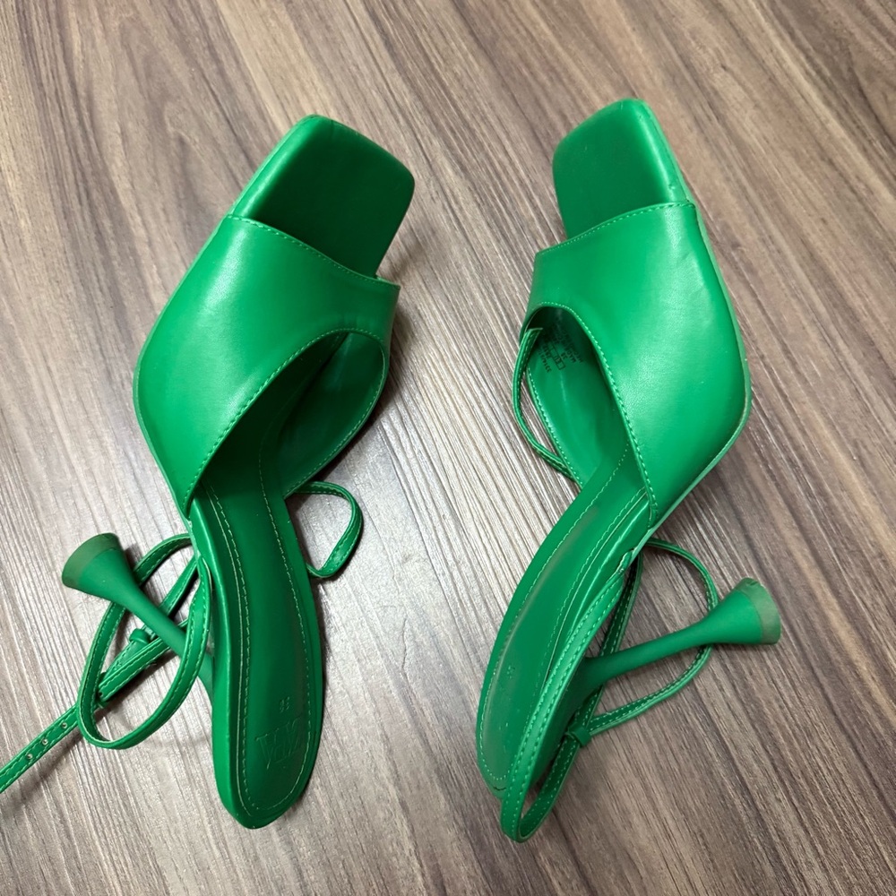 Zara Green Kelly Sandals women sz 38/8 - Picture 3 of 8